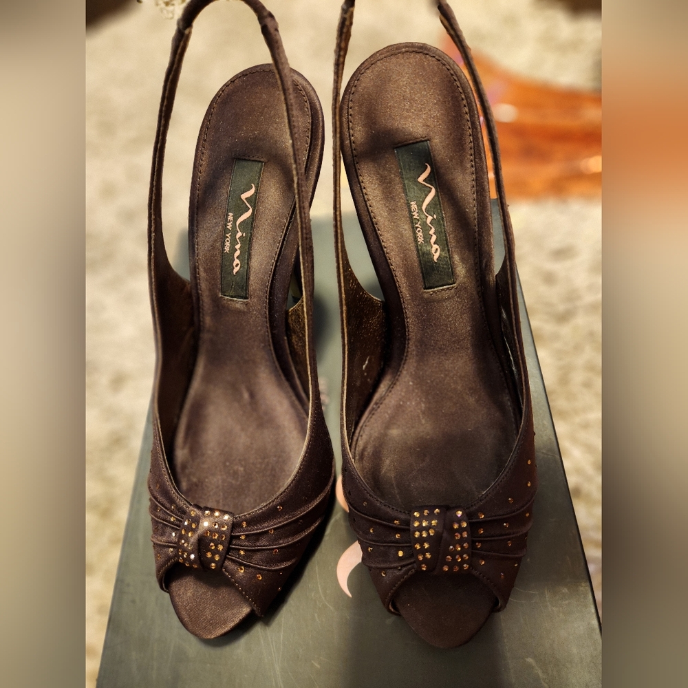 Brown heels, Nina Shoes, size 7 1/2, Wedding Shoes